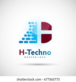 Abstract Technology Letter Logo for Electronic and technology Company