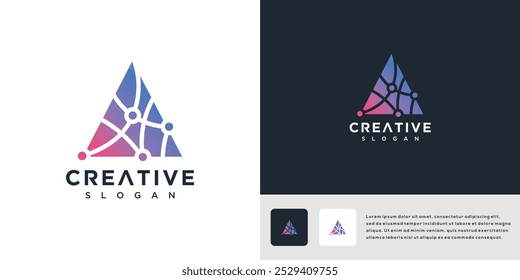 Abstract technology letter A sign logo vector illustration.	