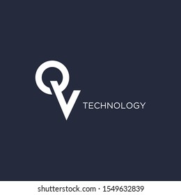 Abstract technology letter V logo design template.