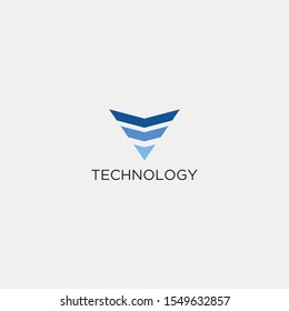 Abstract technology letter V logo design template.