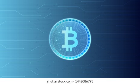 Abstract technology with libra currency and circuit board on blue color 