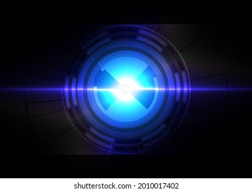 tecnología abstracta con efecto de círculo azul claro en el diseño de fondo azul oscuro. fondo de diseño de vector de ilustración