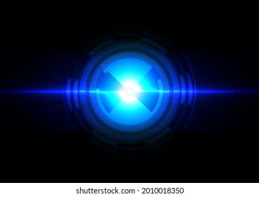 abstract technology with light blue circle effect on dark blue background design. illustration vector design background