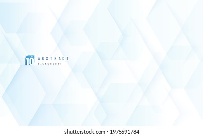 Abstract technology light blue color banner. Modern light blue geometric hexagon shape overlapping layer on white background with copy space. Futuristic pattern design. Vector illustration.