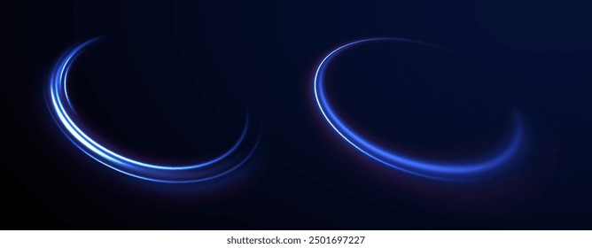 Abstract technology light lines background 3d. Glitter blue wave light effect. Magic golden luminous glow design. Neon motion glowing wavy lines. Vector illustration.