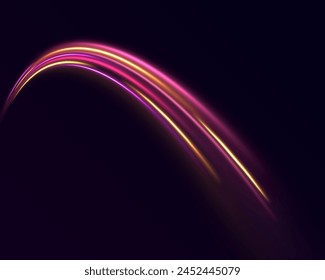 Abstract technology light lines. shiny spiral lines effect neon color glowing lines background, high-speed light trails effect. dynamic high speed data streaming traffic.	
