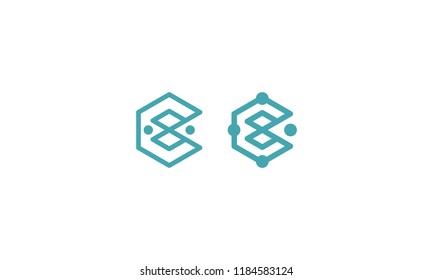 abstract technology line art logo icon vector