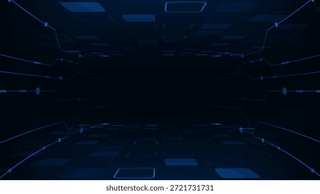 Tecnología Abstractas con circuito de línea y espacio de patrón cuadrado de perspectiva para texto. Antecedentes futuristas.