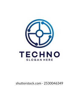 Abstract Technology Line Connection Circle Vector Logotype. Simple creative template.