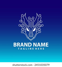 abstract technology line man logo design vector