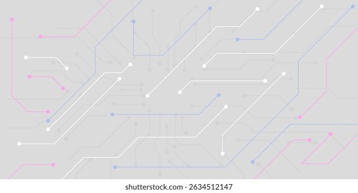 Abstract technology lines circuit and dots on blue design.
