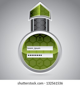 Abstract technology login screen design with hexagon elements