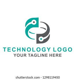 Abstract Technology logo concept and idea. Vector template for tech company