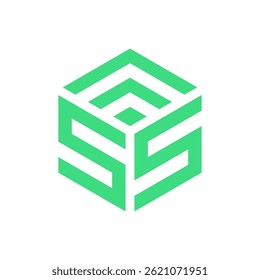 Abstract Technology Logo with Cube Shape, S Letters, and Upward Pointing Arrow