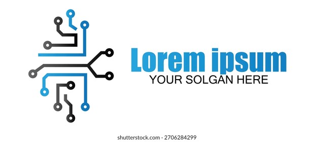 Abstract technology logo design with circuit board element