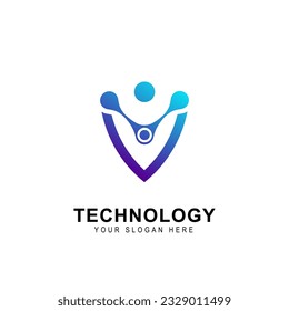 logotipo de tecnología abstracta, concepto de diseño, emblema, icono, elemento de logotipo plano para plantilla.