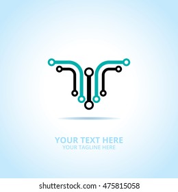 Abstract technology logo, design concept, emblem, icon, flat logotype element for template.