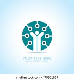 Abstract technology logo, design concept, emblem, icon, flat logotype element for template.
