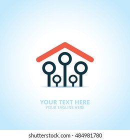 Abstract technology logo, design concept, emblem, icon, flat logotype element for template.
