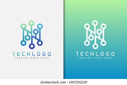 Abstract Technology Logo Design. Modern Colorful Futuristic Line Symbol Design, Usable For Business, Community, Industrial, Tech, Services Company. Flat Vector Logo Design Illustration.