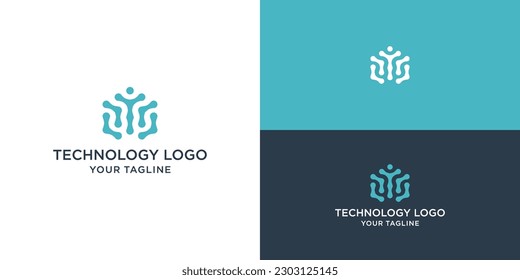 Resumen del logo de la tecnología con el concepto de punto. Símbolo de tecnología universal. Este logotipo es adecuado para la investigación, la ciencia, la medicina, el logotipo, la tecnología.