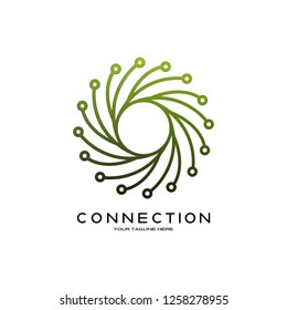 Abstract technology logo, emblem or sign, symbol, connection, mono lines, icon tech, 
