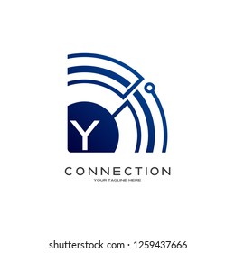 Abstract technology logo, emblem or sign, symbol, icon tech, Y