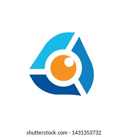 abstract technology logo with eye concept, sophisticated, modern and futuristic