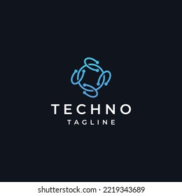 Abstrakte Technologie Logo Symbol Design Vorlage flach Vektorgrafik