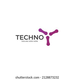 Resumen de la plantilla vectorial de icono del logotipo de la tecnología.