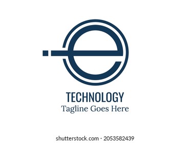 abstract technology logo letter e