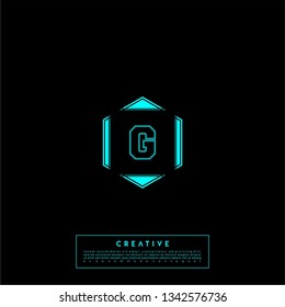 abstract technology logo letter G in chexagon shape design concept