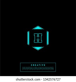 abstract technology logo letter H in chexagon shape design concept