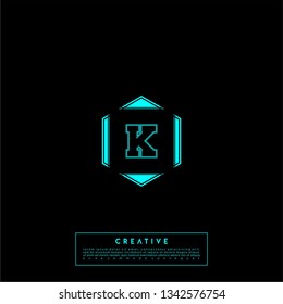 abstract technology logo letter K in chexagon shape design concept