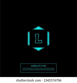abstract technology logo letter L in chexagon shape design concept