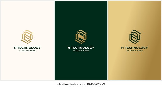 Resumen del logo de la tecnología. logotipo de tecnología de letra N. Logotipo de tecnología simple. Forma de N creativo icono moderno para tecnología o plantilla de logotipo para concepto digital