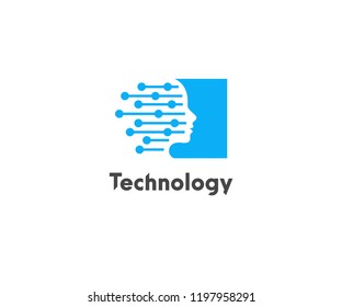 Abstract Technology Logo, Modern, Minimalist, Futuristic Vector Logo Template with Fresh Blue Color