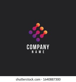 Abstract technology logo on a black background
