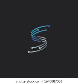 Abstract technology logo on a black background
