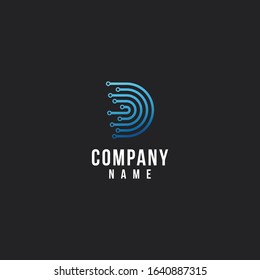 Abstract technology logo on a black background
