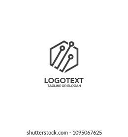 Abstract technology logo related to circuit symbol