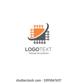 Abstract technology logo related to circuit symbol