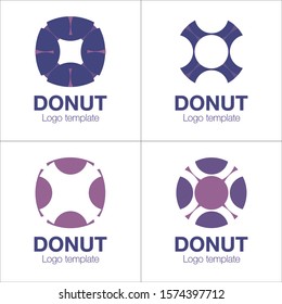 Abstract technology logo set, design concept, emblem, icon, flat logotype element for template. Set of abstract circular halftone dots forms. Vector illustration