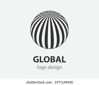 Abstract technology logo, spherical surface with abstract pattern. Suitable for global company, world technologies, media and publicity agencies.