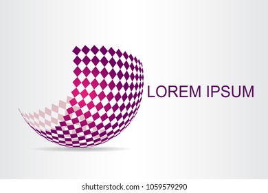  Abstract technology logo stylized spherical surface with abstract shapes. This logo is suitable for global company, world technologies, media and publicity agencies 