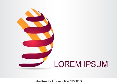  Abstract technology logo stylized spherical surface with abstract shapes. This logo is suitable for global company, world technologies, media and publicity agencies 