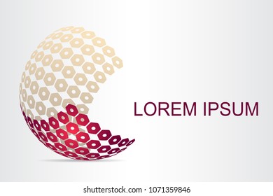  Abstract technology logo stylized spherical surface with abstract shapes. This logo is suitable for global company, world technologies, media and publicity agencies 