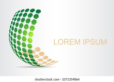  Abstract technology logo stylized spherical surface with abstract shapes. This logo is suitable for global company, world technologies, media and publicity agencies 