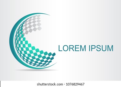  Abstract technology logo stylized spherical surface with abstract shapes. This logo is suitable for global company, world technologies, media and publicity agencies 