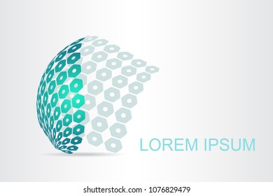  Abstract technology logo stylized spherical surface with abstract shapes. This logo is suitable for global company, world technologies, media and publicity agencies 